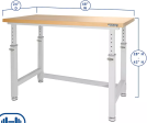 Seville Classics UltraHD® Height Adjustable Heavy Duty Workbench With Solid Wood Top, 48  x 24  For Discount