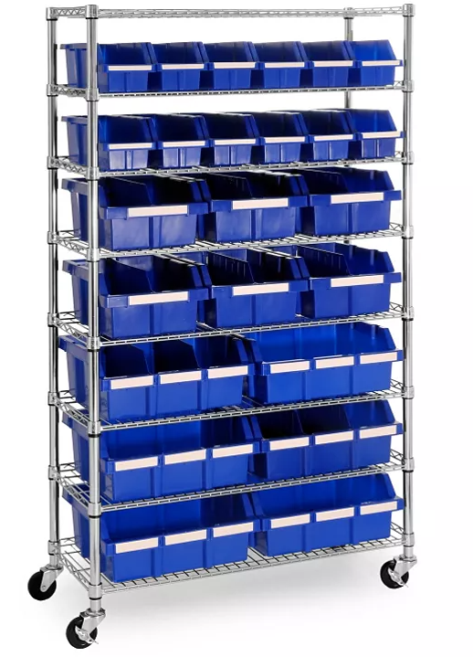 Seville Classics 8-Tier NSF 24-Bin Rack, 36 W x 14.25  D x 63.5 H Hot on Sale