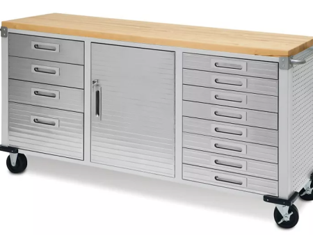 UltraHD® 12-Drawer Mega Rolling Workbench, 77  W x 20  D x 37.5  H, Granite For Sale