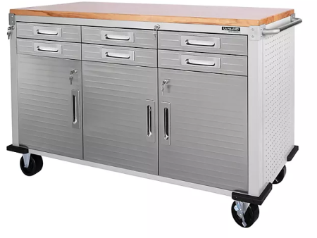 Seville Classics® UltraHD® 6-Drawer Rolling Workbench, 65.25  W x 20  D x 37.5  H Supply