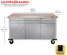 Seville Classics® UltraHD® 6-Drawer Rolling Workbench, 65.25  W x 20  D x 37.5  H Supply