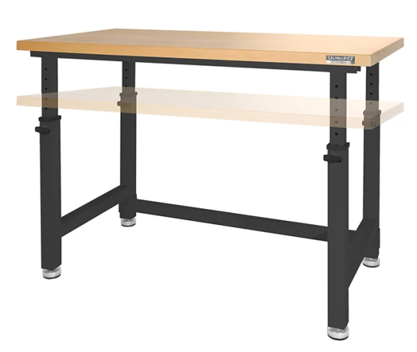 Seville Classics UltraHD® Height Adjustable Heavy Duty Workbench With Solid Wood Top, 48  x 24  For Discount