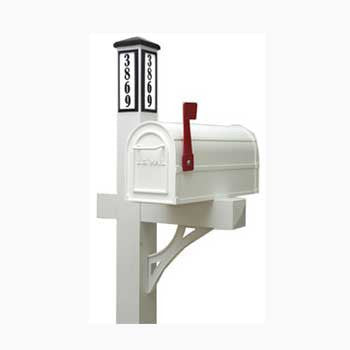 Solar Illuminated White Single Post Two Door Mailbox Online now