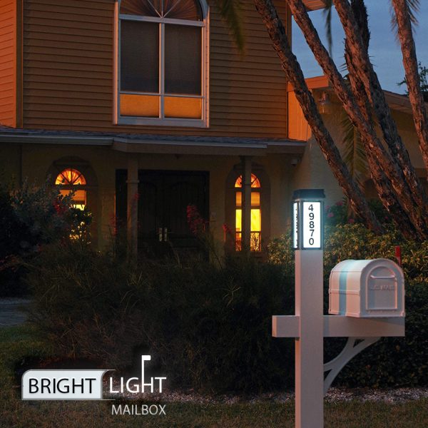 Solar Illuminated White Single Post Two Door Mailbox Online now