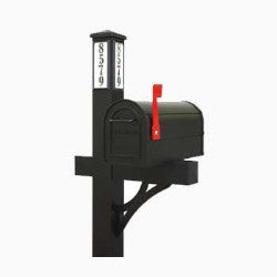 Solar Illuminated Black Single Post Two Door Mailbox Kit Hot on Sale