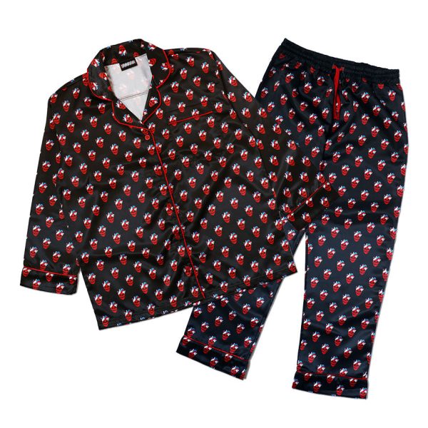 StrangeLove Pajama Set   Black Satin Cheap