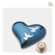 H572   Flying Doves Heart Keepsake Urn Blue & Bru Pewter For Discount