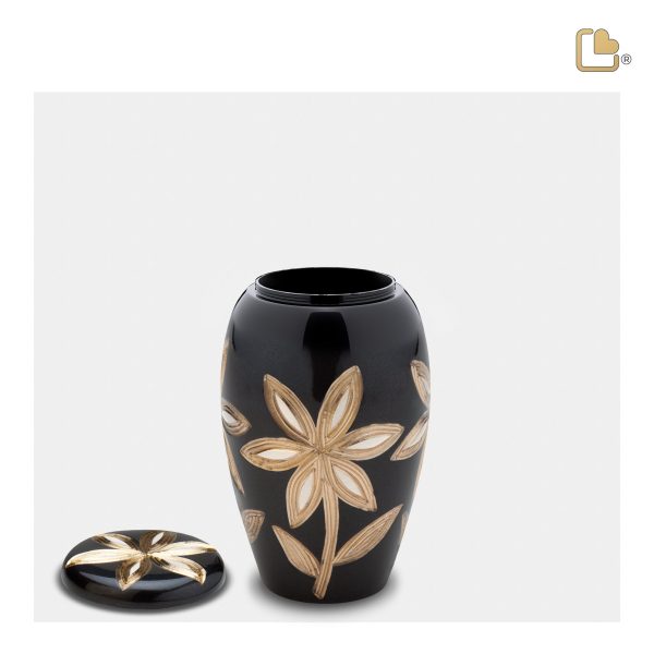 K503   Majestic Lilies Keepsake Urn Midnight & Bru Pewter Hot on Sale