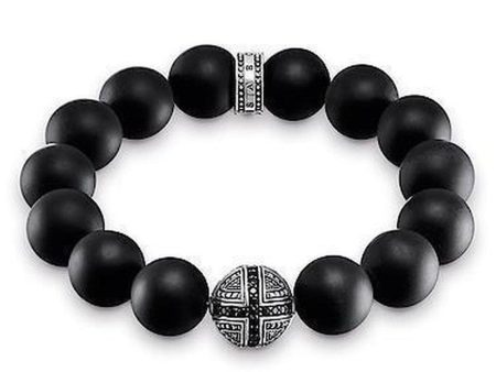 Honed Obsidian Bracelet with Cross Supply