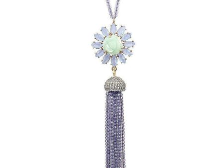 Blue Chalcedony Tassel Necklace For Discount