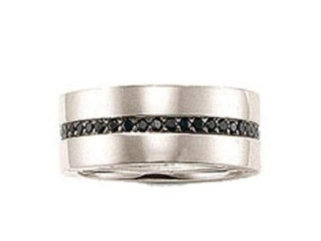 Sterling Band with Black Zirconia For Sale