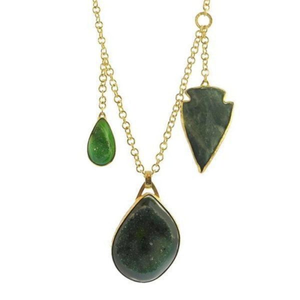 Green Drusy, Arrowhead Agate Necklace Discount