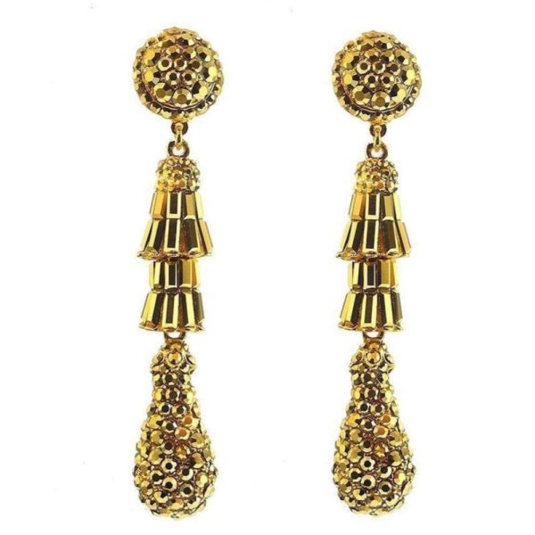 Golden Aurum Baguette Teardrop Clip Earrings Fashion