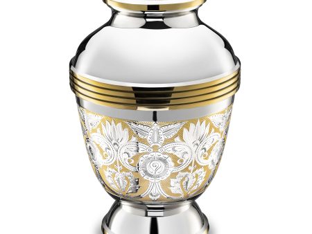 A250   Elegant Floral Standard Adult Urn Pol Silver Hot on Sale