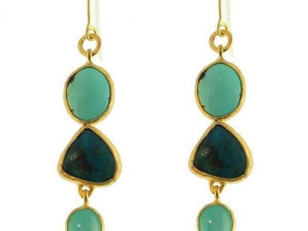 Tiered Drop Turquoise, Amazonite Earrings on Sale