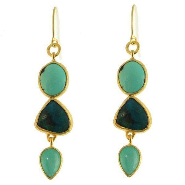 Tiered Drop Turquoise, Amazonite Earrings on Sale