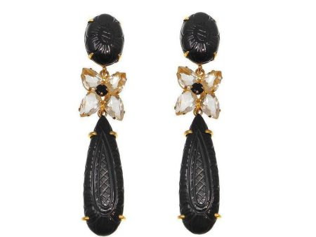 Carved Black Onyx Earrings Fashion