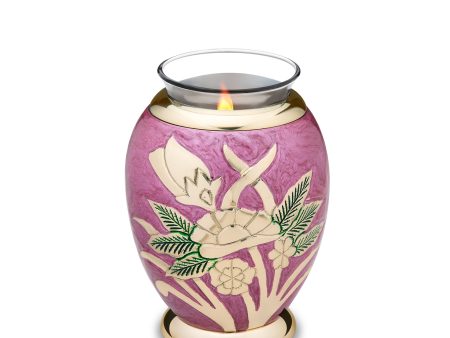 T220   Rose Tealight Urn Pink & Pol Gold Discount