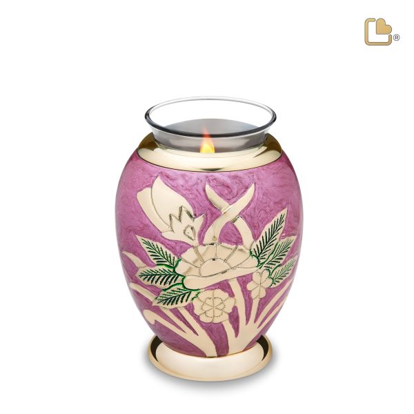 T220   Rose Tealight Urn Pink & Pol Gold Discount