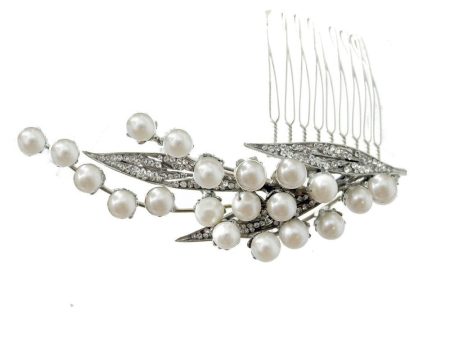 SimanTu Fresh water pearl and Crystal haircomb on Sale