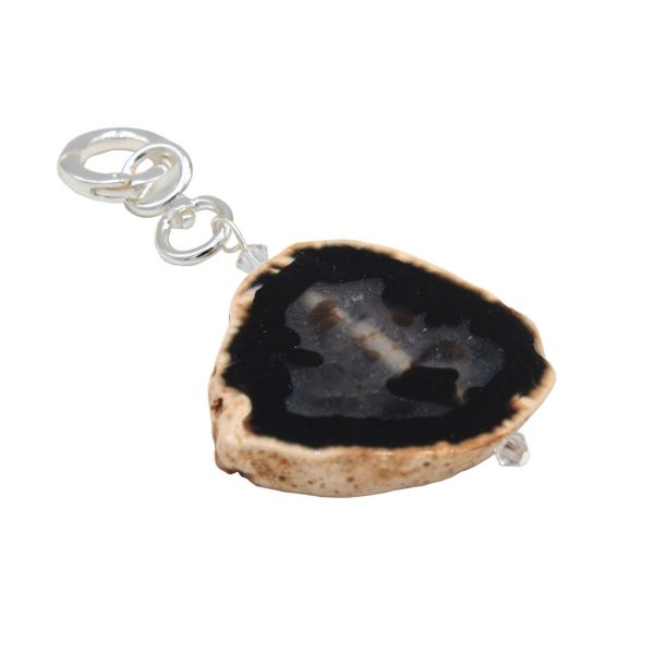 Black Agate Pendant with Silver Hardware Online