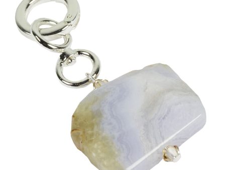 Blue Lace Agate Pendant with Silver Online Sale