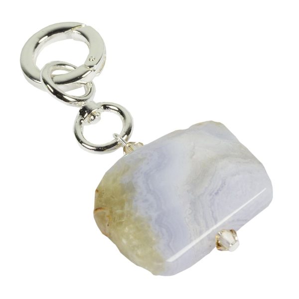 Blue Lace Agate Pendant with Silver Online Sale