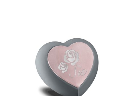 H584   Drop Heart Keepsake Urn French Grey & Bru RoseGold For Discount