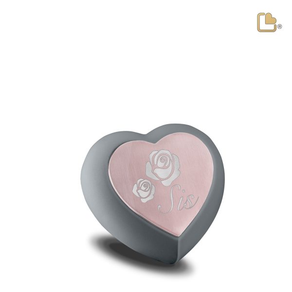 H584   Drop Heart Keepsake Urn French Grey & Bru RoseGold For Discount