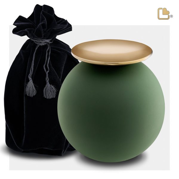 A1071   Crescent Sphere Standard Adult Urn Sage Green & Bru Gold Online