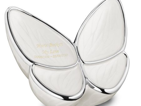 A1042   Wings of Hope Standard Adult Urn Pearl White & Pol Silver on Sale