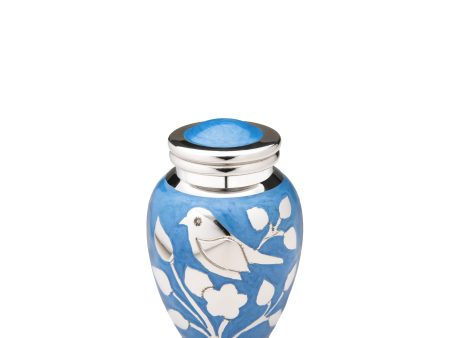 K280   BlessingBirds Keepsake Urn Pearl Blue & Pol Silver Sale