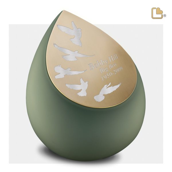 A585   Drop Standard Adult Urn Sage Green & Bru Gold For Cheap