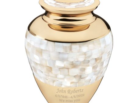 A230   Mother of Pearl Standard Adult Urn Pol Gold For Cheap