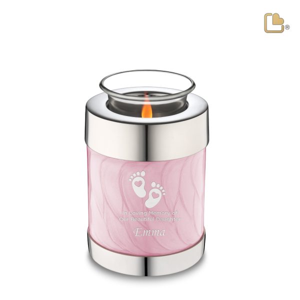 T667   Tealight Urn Pearl Pink & Pol Silver Supply