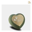 H585   Drop Heart Keepsake Urn Sage Green & Bru Gold Sale