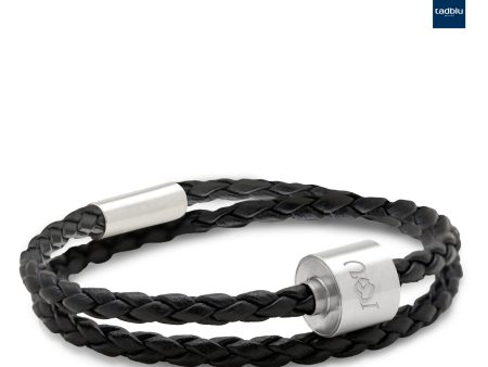 TB-BB1-L   Memento Bracelet (L)  Braided Leather Brushed Ashes Bead Black Discount