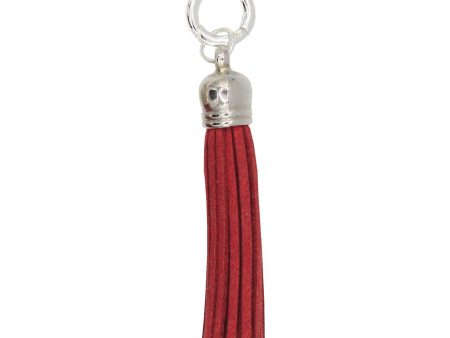 Moxie Scarlet Red Faux Suede Tassel, 2.25  with Silver HardWear on Sale