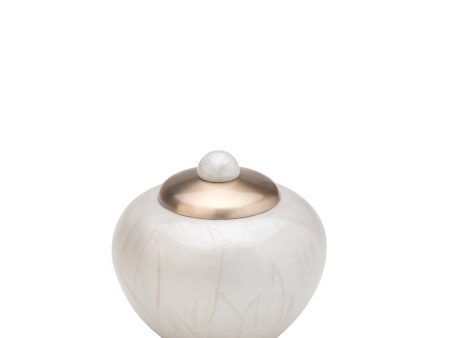 K532   Simplicity Keepsake Urn Pearl White & Bru Gold Supply