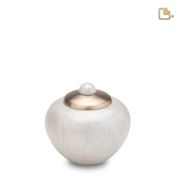 K532   Simplicity Keepsake Urn Pearl White & Bru Gold Supply