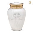 A290   Blessing Standard Adult Urn Pearl White & Bru Gold Supply