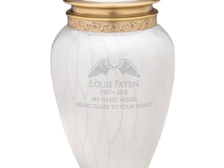 A290   Blessing Standard Adult Urn Pearl White & Bru Gold Supply