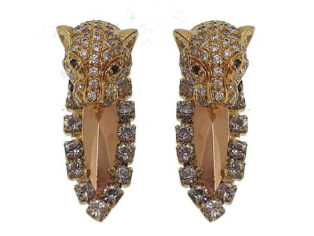 Brass Panther Clip Earrings Online Hot Sale