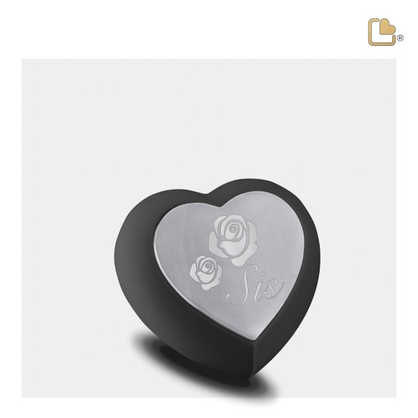 H583   Drop Heart Keepsake Urn Black & Bru Pewter Online now