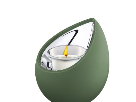 T585   Drop Tealight Urn Sage Green & Pol Silver Sale