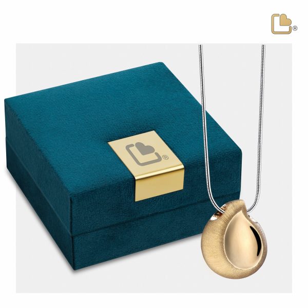 PD1021   TearDrop Ashes Pendant Pol & Bru Gold Vermeil For Discount