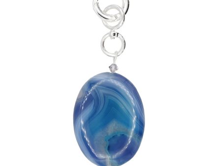 Bluewater Agate and Pendant Swarovski Crystal with Silver Online Hot Sale