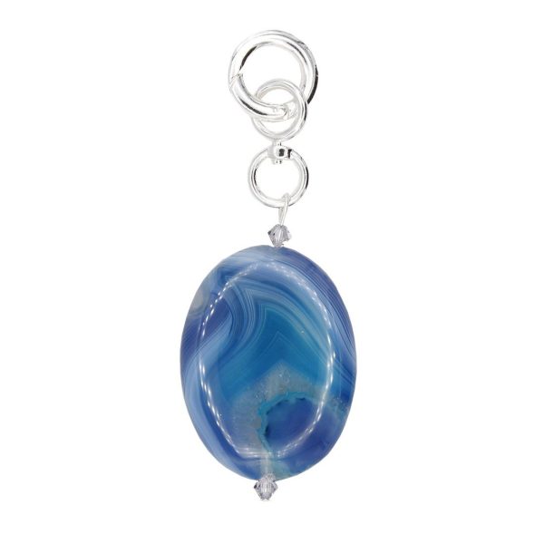 Bluewater Agate and Pendant Swarovski Crystal with Silver Online Hot Sale