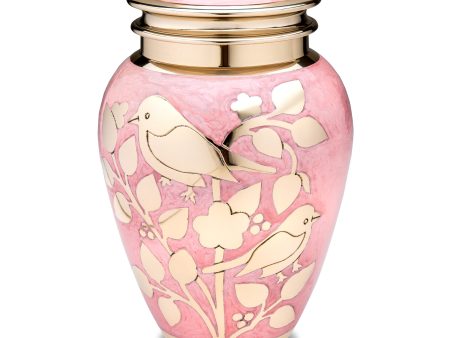 A281   BlessingBirds Standard Adult Urn Pearl Pink & Pol Gold Discount