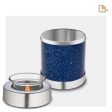 T663   Tealight Urn Speckled Indigo & Bru Pewter For Cheap